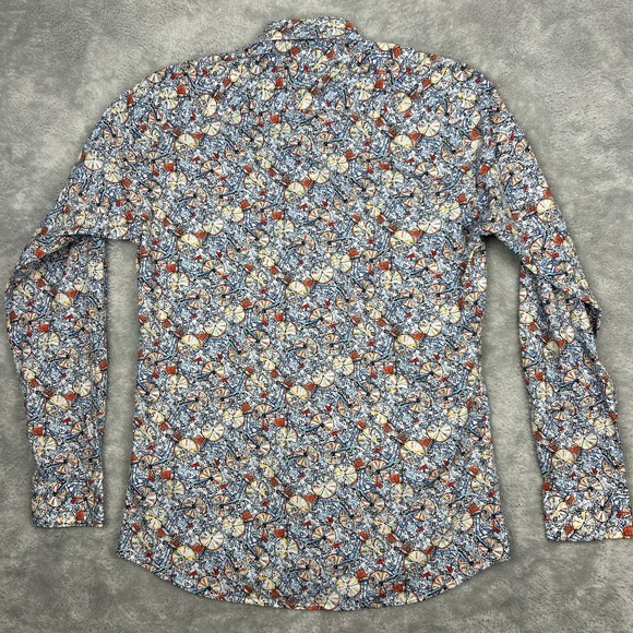 Jared Lang Men's Size M Cotton Long Sleeve Casual Shirt Blue Bicycle Basket - Picture 6 of 7